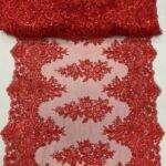 French Design Red Sequin Lace Fabric