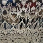 Black Iridescent Silver Damask Embroidered Lace