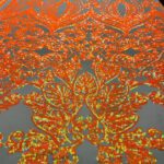 Nude Iridescent Orange Damask Embroidered Lace