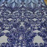 Royal Blue Damask Embroidered Lace