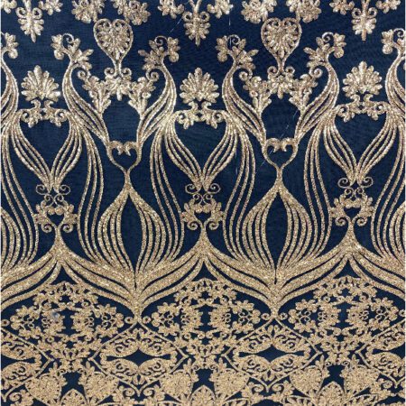 Black Gold Damask Embroidered Lace