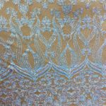 Iridescent Blue Damask Embroidered Lace