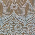 Iridescent Pink Damask Embroidered Lace