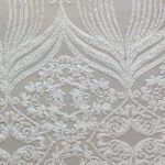 White Damask Embroidered Lace