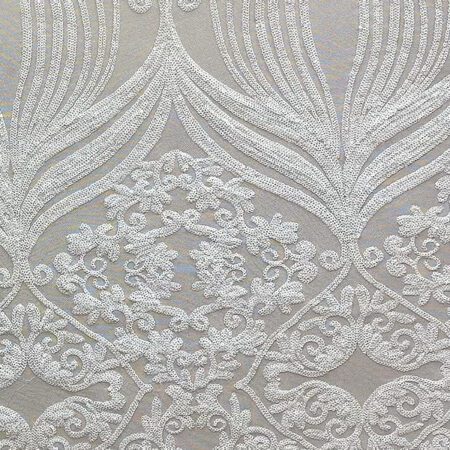 White Damask Embroidered Lace