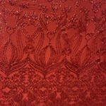 Red Damask Embroidered Lace