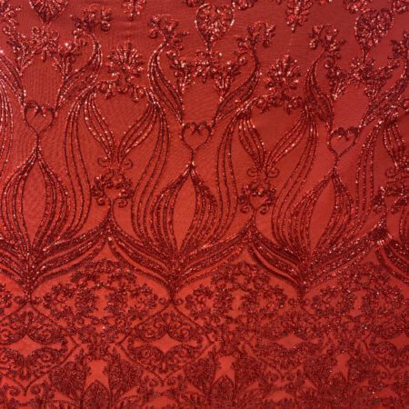 Red Damask Embroidered Lace