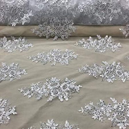 Floral White Sequin Lace fabric