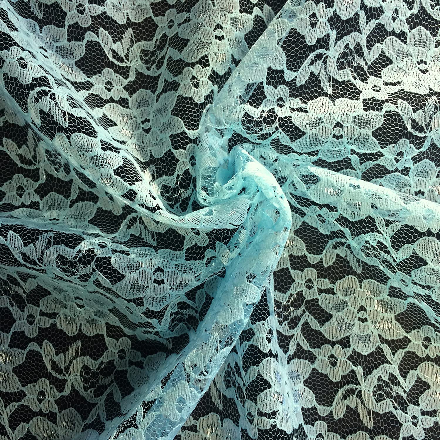 Aqua Raschel Lace Fabric