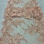 Round Sides Blush Sequin Lace Fabric