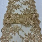 Round Sides Champagne Sequin Lace Fabric