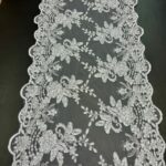 Round Sides White Sequin Lace fabric