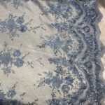 Baby Blue Embroidered lace fabric