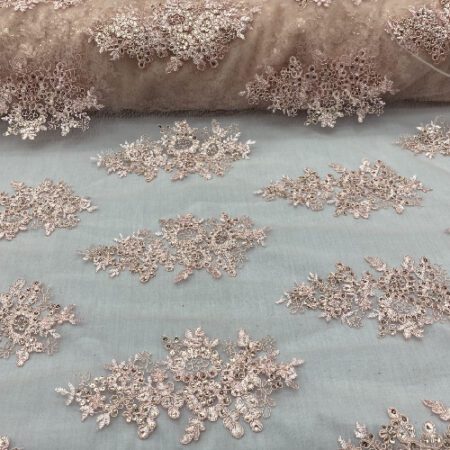 Floral Blush Sequin Lace fabric