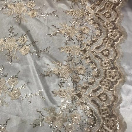 Blush Peach Embroidered lace fabric