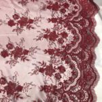 Burgundy Embroidered Lace fabric