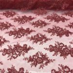 Burgundy Sequin lace fabric