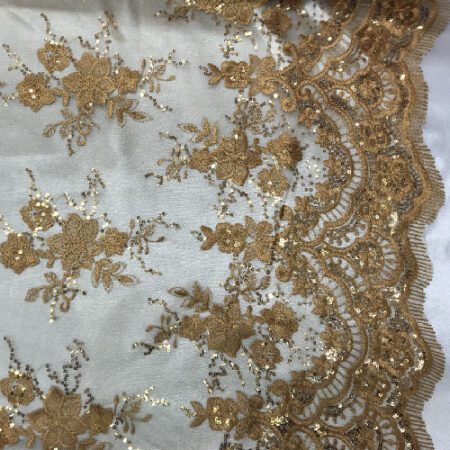 DK Gold Embroidered Lace fabric