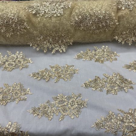 Floral Gold Sequin Lace fabric