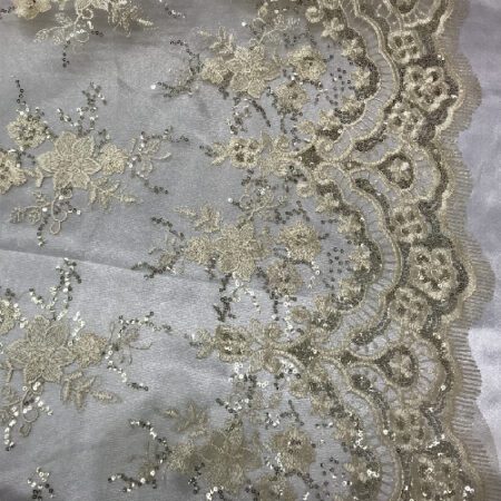 Ivory Embroidered Lace fabric