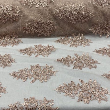 Floral Metallic Gold Sequin Lace fabric