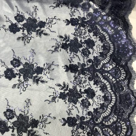 Navy Embroidered Lace fabric