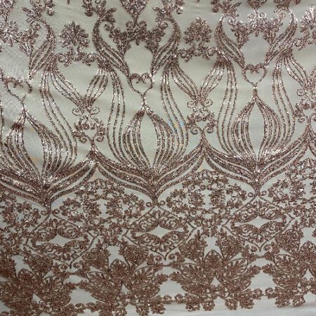 Rose Gold Damask Embroidered Lace