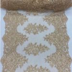 French Design Champagne Sequin Lace Fabric