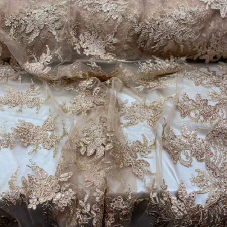 Mesh Champagne Sequin Lace Fabric