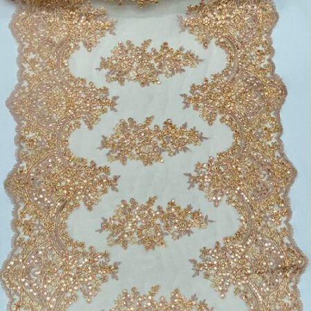 French Design Dusty Rose Sequin Lace Fabric