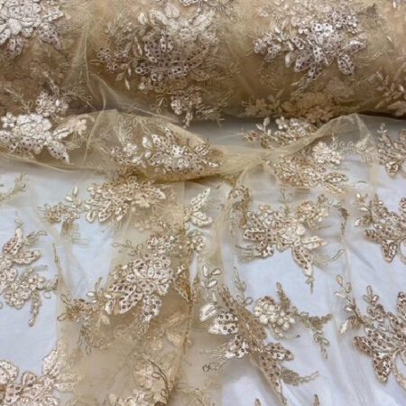 Mesh Gold Sequin Lace Fabric