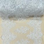 French Design White Sequin Lace Fabric