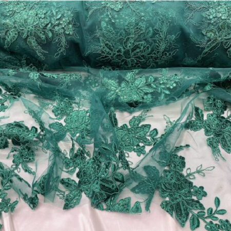 Mesh Hunter Green Sequin Lace fabric