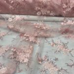 Pink Embroidered Lace fabric