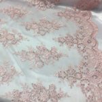 Pink Sequin lace fabric