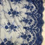 Royal Blue Embroidered lace fabric