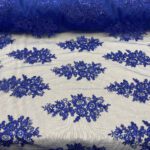 Floral Royal Blue Sequin Lace fabric