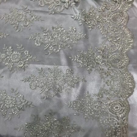 Ivory Sequin lace fabric