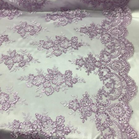 Lilac Sequin Lace Fabric