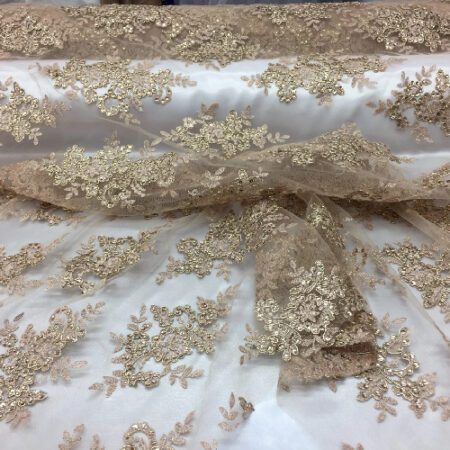 Metallic Gold Sequin lace fabric