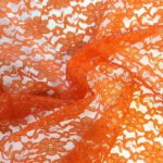 Orange Raschel Lace Fabric