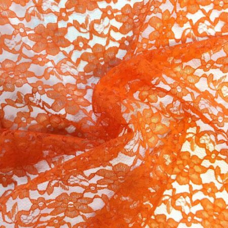 Orange Raschel Lace Fabric