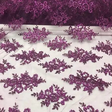 Purple sequin lace fabric