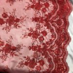 Red Embroidered Lace fabric