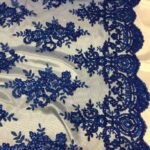 Royal Blue Sequin Lace Fabric