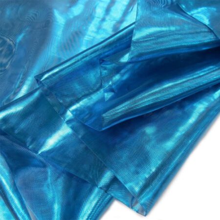 Turquoise Nylon Metallic Tissue Lame Fabric