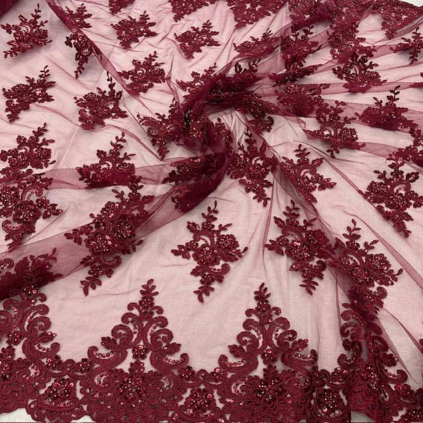 Pearl & Bead Embroidered Lace (VT-31)