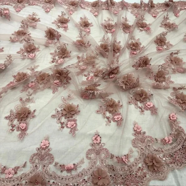 3D Floral Beaded Lace