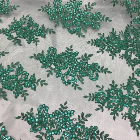 Sequin & Beaded Lace Fabric with Floral Embroidery & Sequins – Multi-Color Bridal and Dressmaking Fabric by the Yard (VT-12)