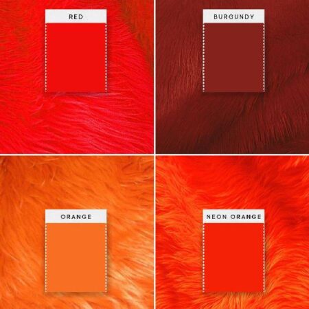 Red, Burgundy, Orange & Neon Orange Faux Fur for Costumes, Tops, Skirts, Dresses, Home Décor – Long Pile, Shag,Pillows and Fur Accents